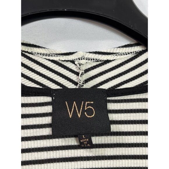 W5 Black White Striped Open Front Cascade Cardigan L - Picture 3 of 3